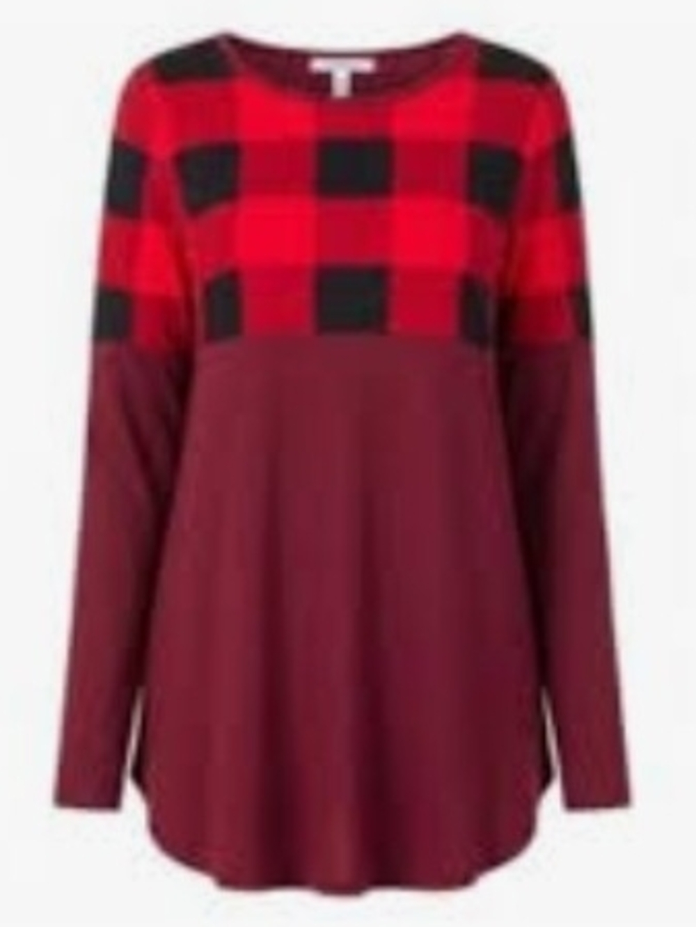 New Women’s Zenana Buffalo Plaid Red & Black Relaxed Fit Tunic Top Sz XL - Picture 2 of 5
